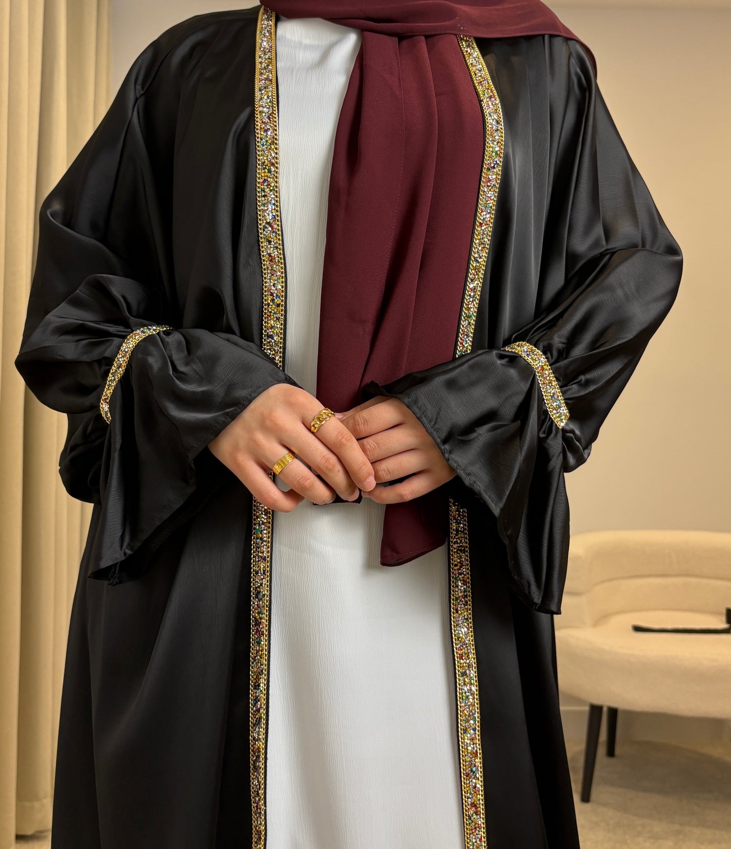 Hadeel Luxe Abaya Set - Black