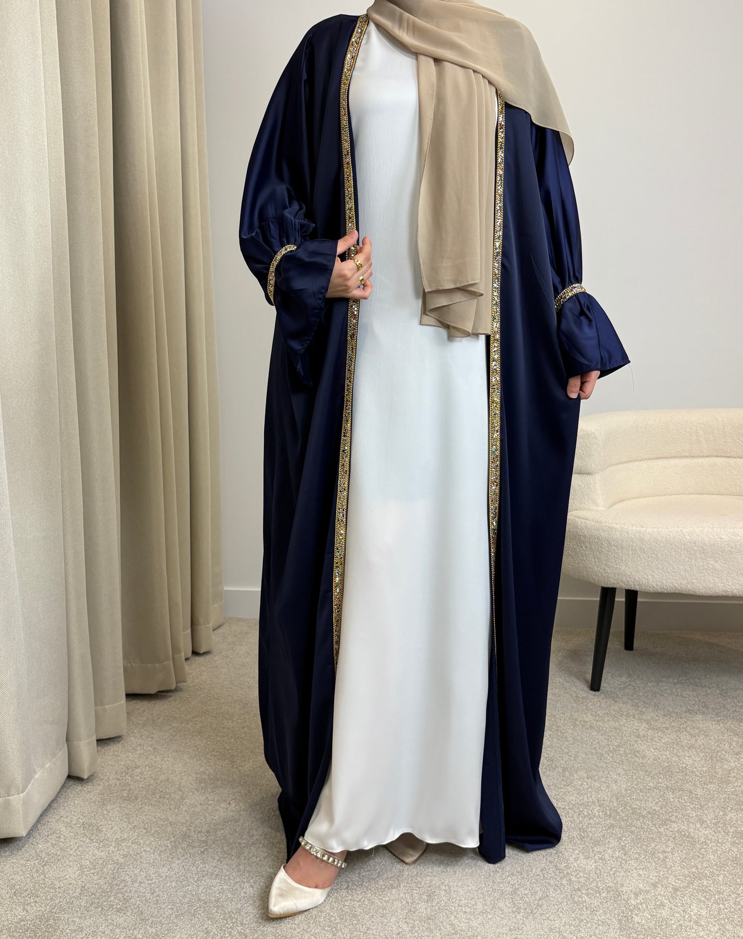 Hadeel Luxe Abaya Set - Royal Navy