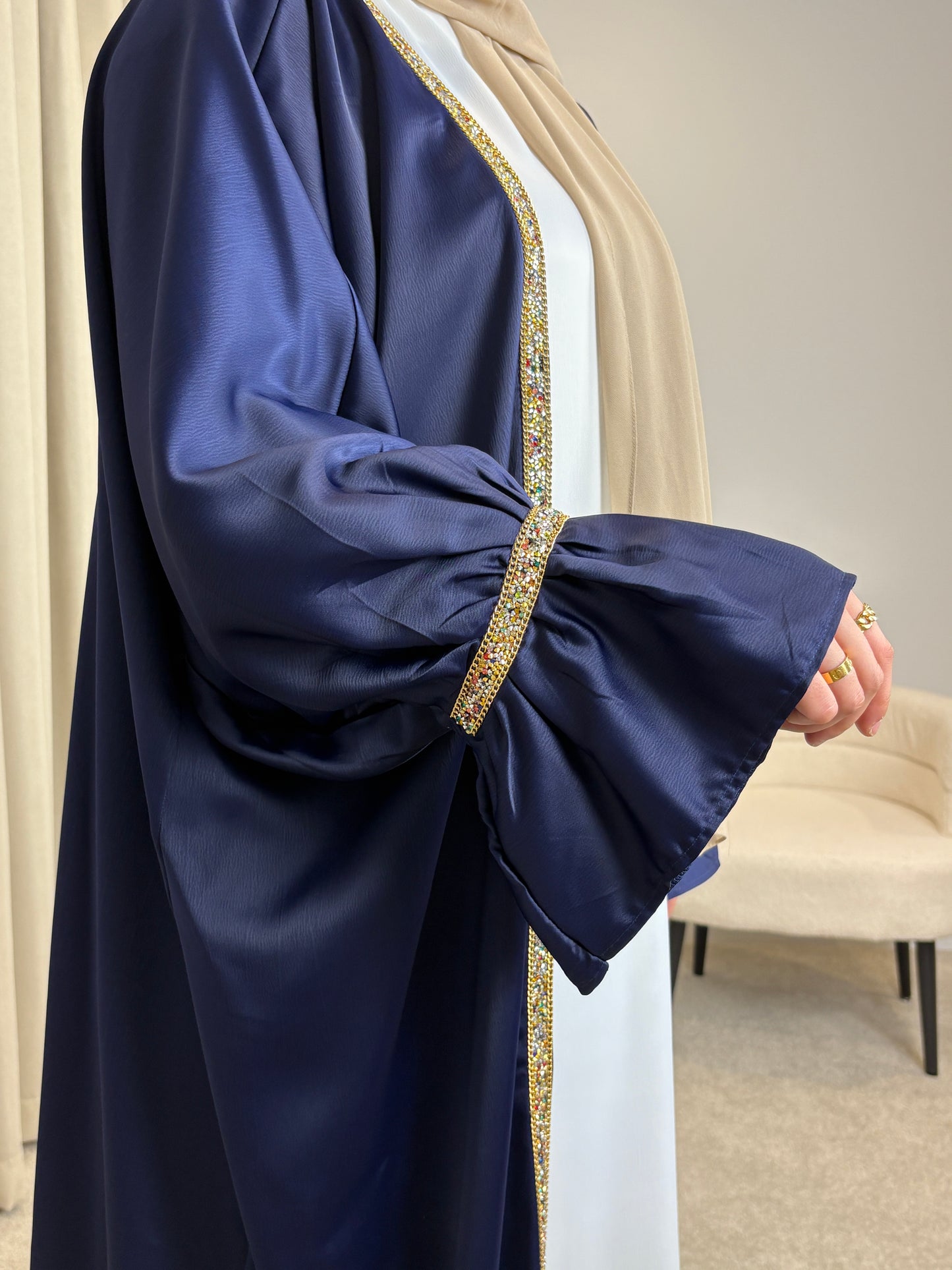 Hadeel Luxe Abaya Set - Royal Navy