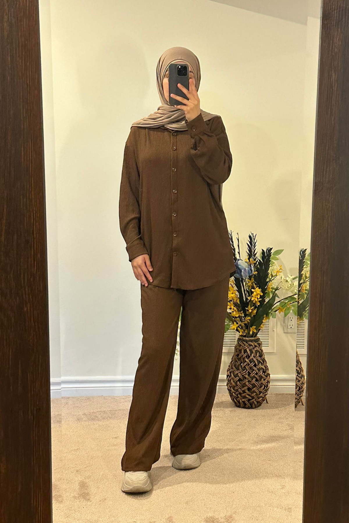 Maryam Buttoned Set - Mocha