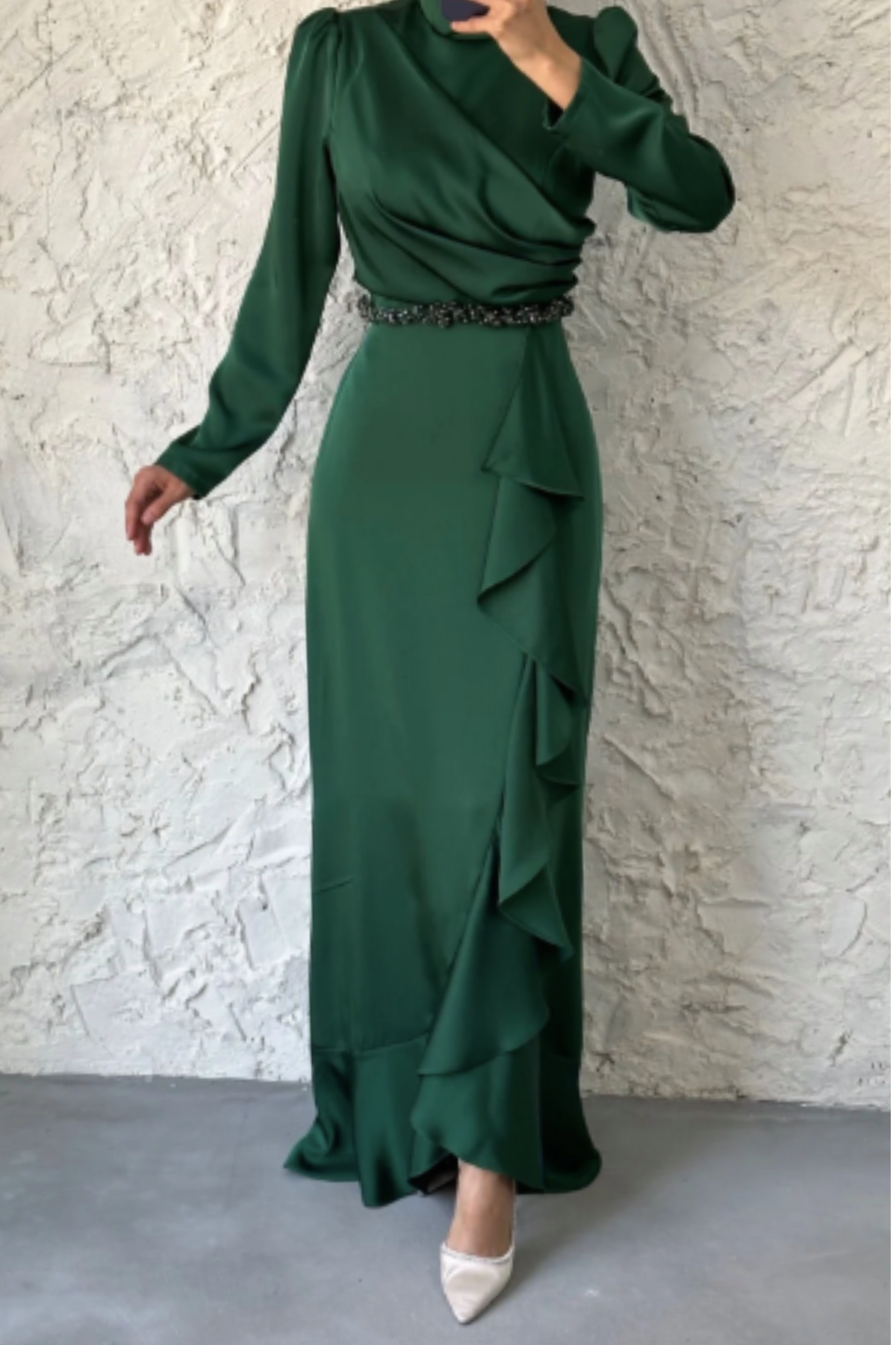 Jamila Ruffled Dress - Emerald