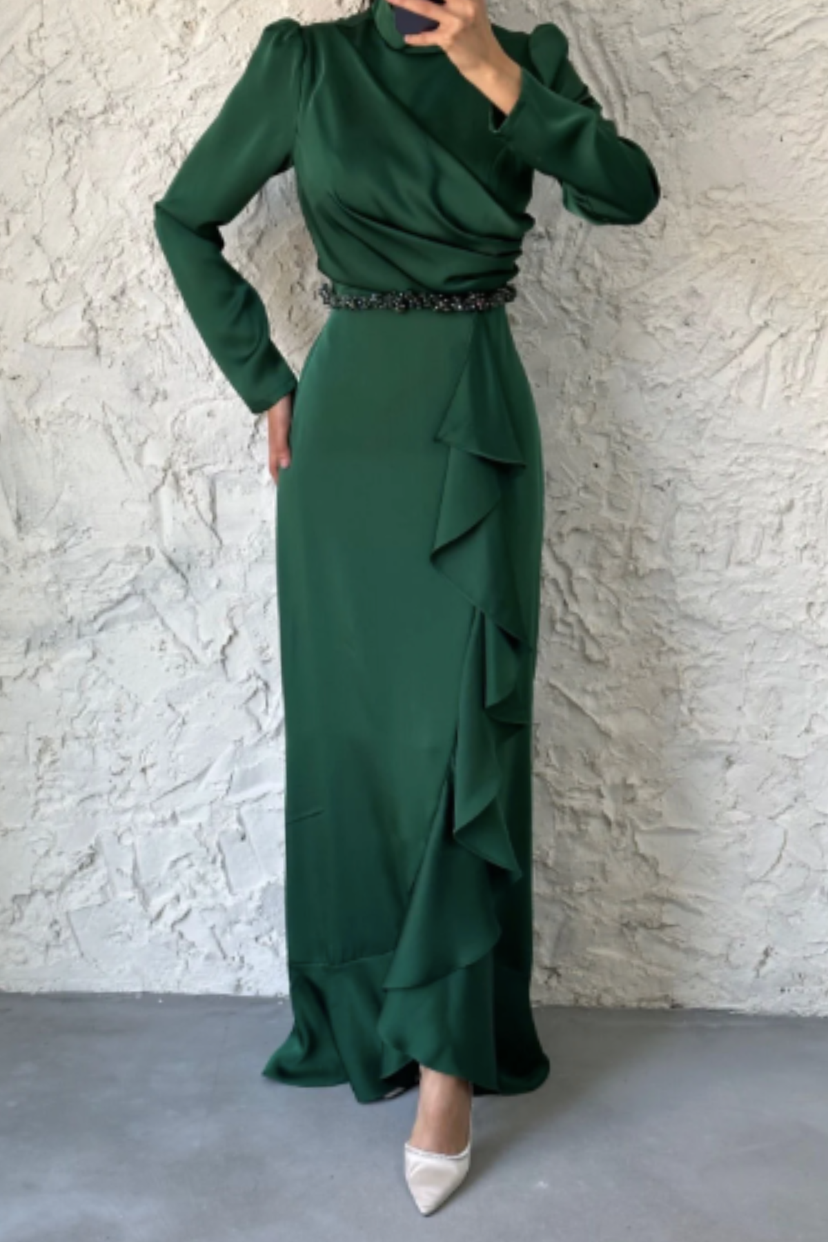 Jamila Ruffled Dress - Emerald