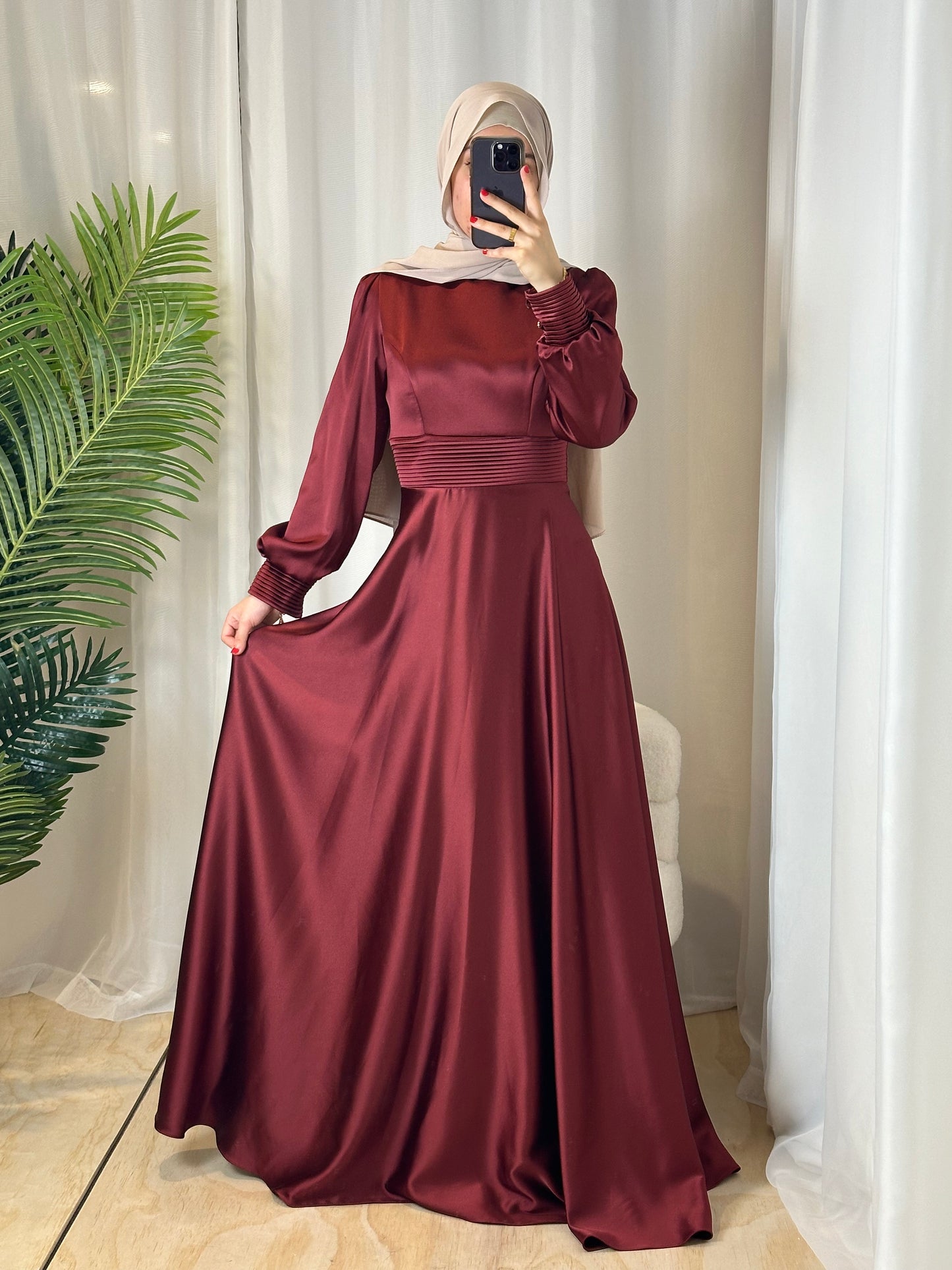 Inaya Pleated Dress - Red