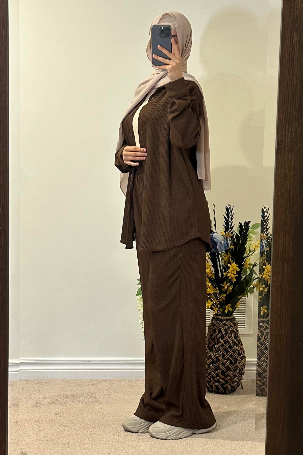 Maryam Buttoned Set - Mocha