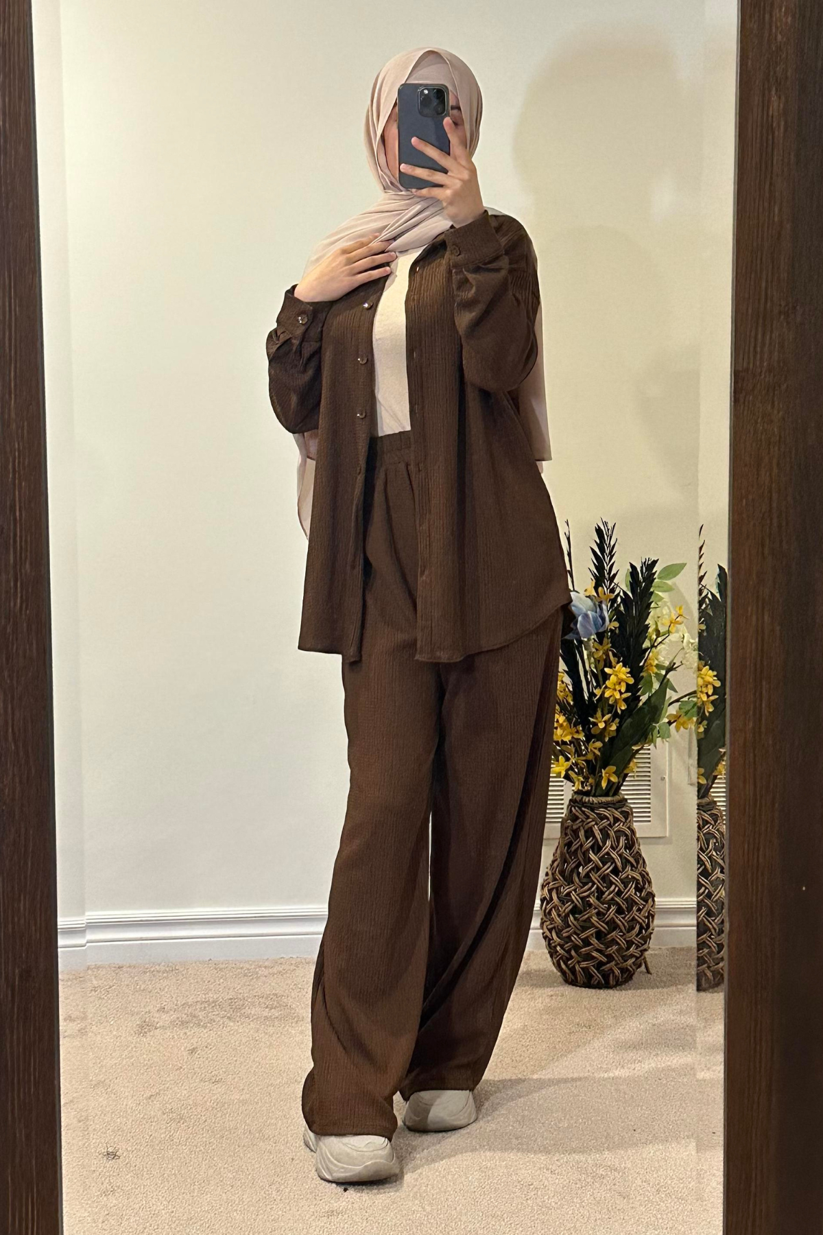 Maryam Buttoned Set - Mocha