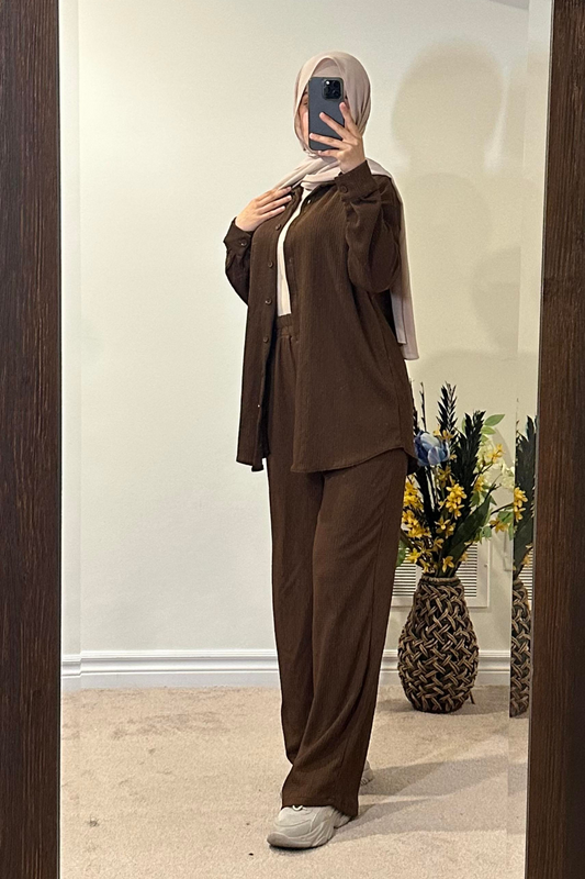 Maryam Buttoned Set - Mocha