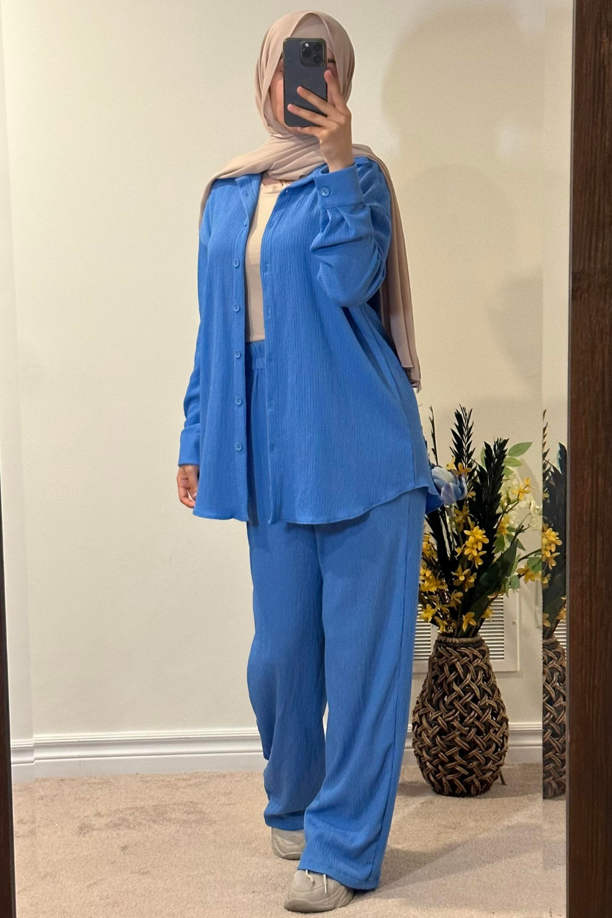 Maryam Buttoned Set - Sky Blue