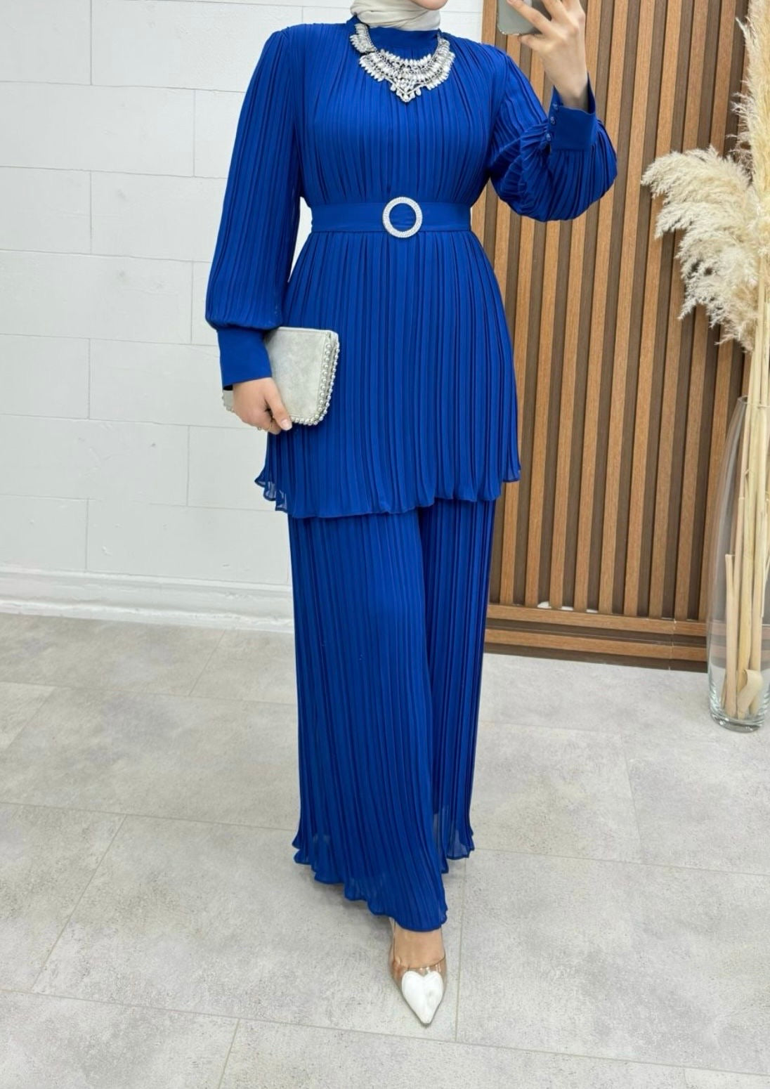 Raghad Plisse Set - Royal Blue