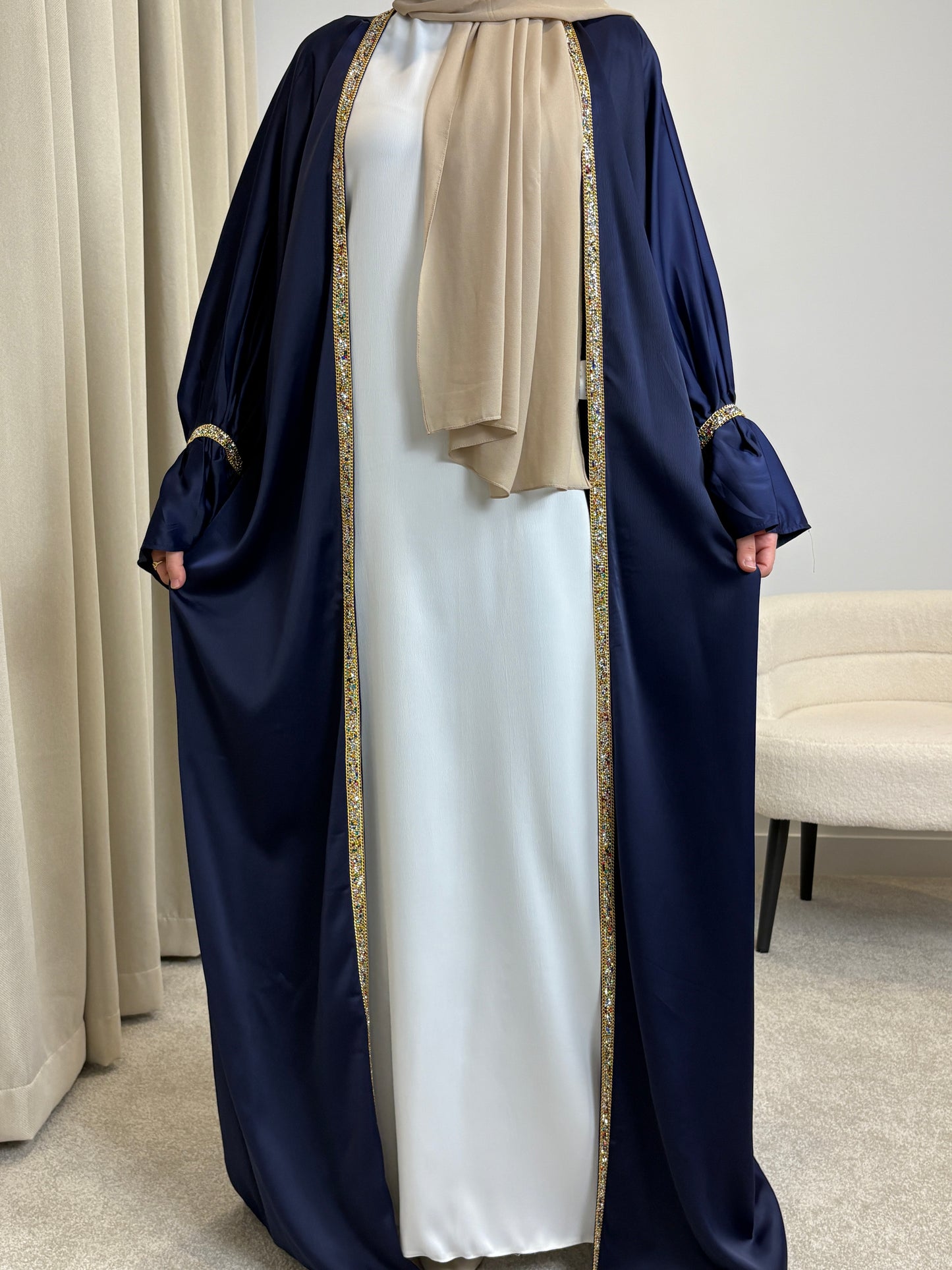 Hadeel Luxe Abaya Set - Royal Navy