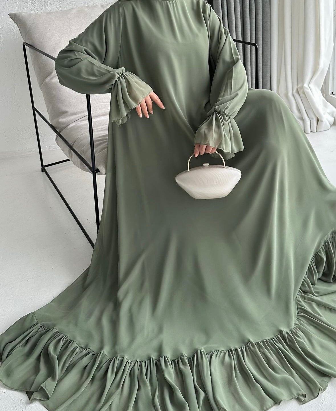 Hayat Chiffon Dress - Pistachio