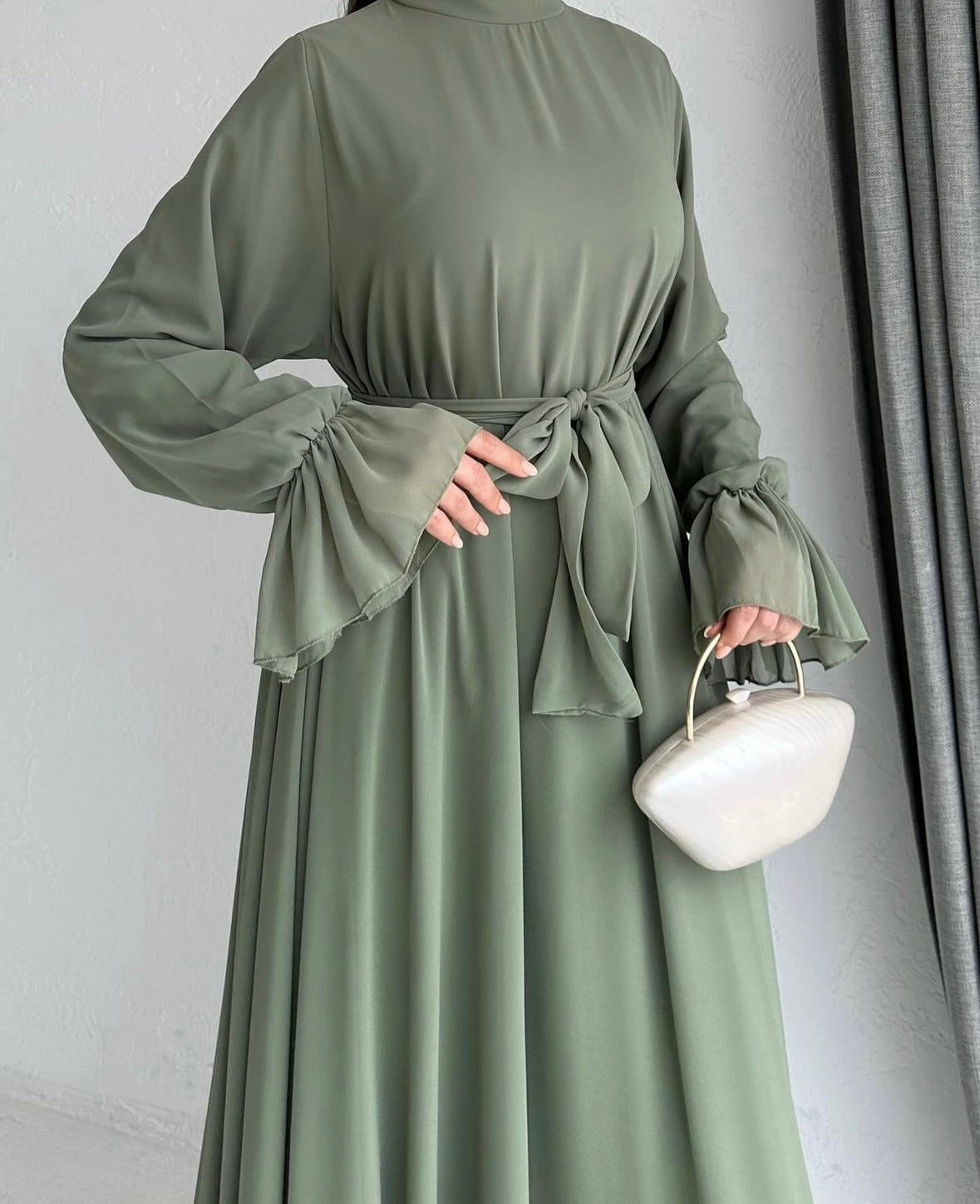 Hayat Chiffon Dress - Pistachio