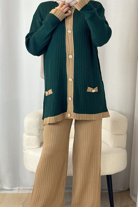 Ayah Knit Set - Emerald/Beige