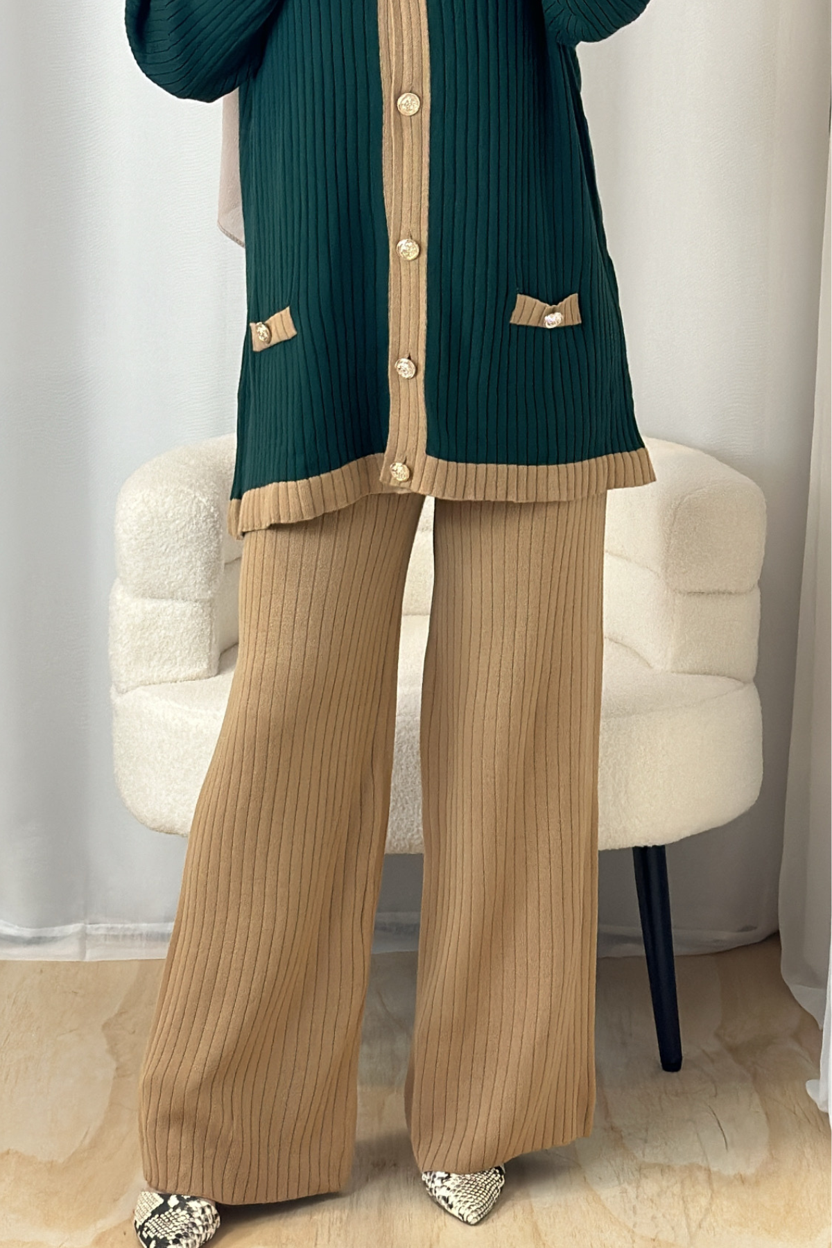 Ayah Knit Set - Emerald/Beige