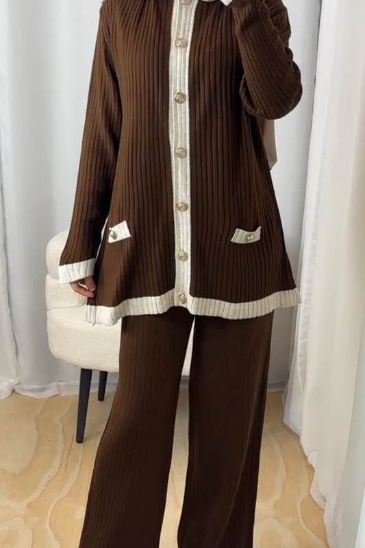 Ayah Knit Set - Mocha/Cream