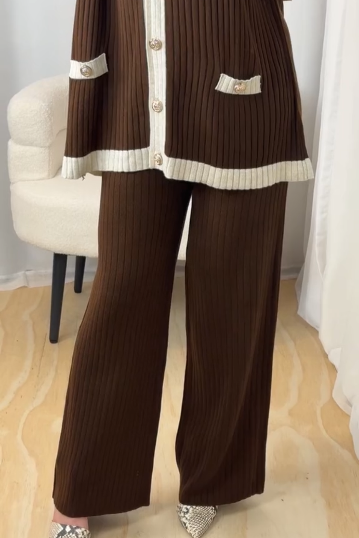 Ayah Knit Set - Mocha/Cream