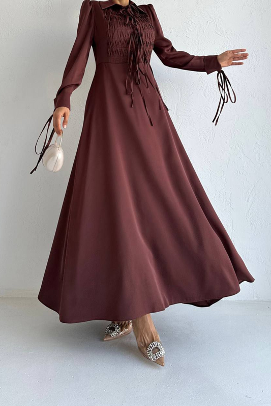 Fatima Satin Dress - Cinnamon