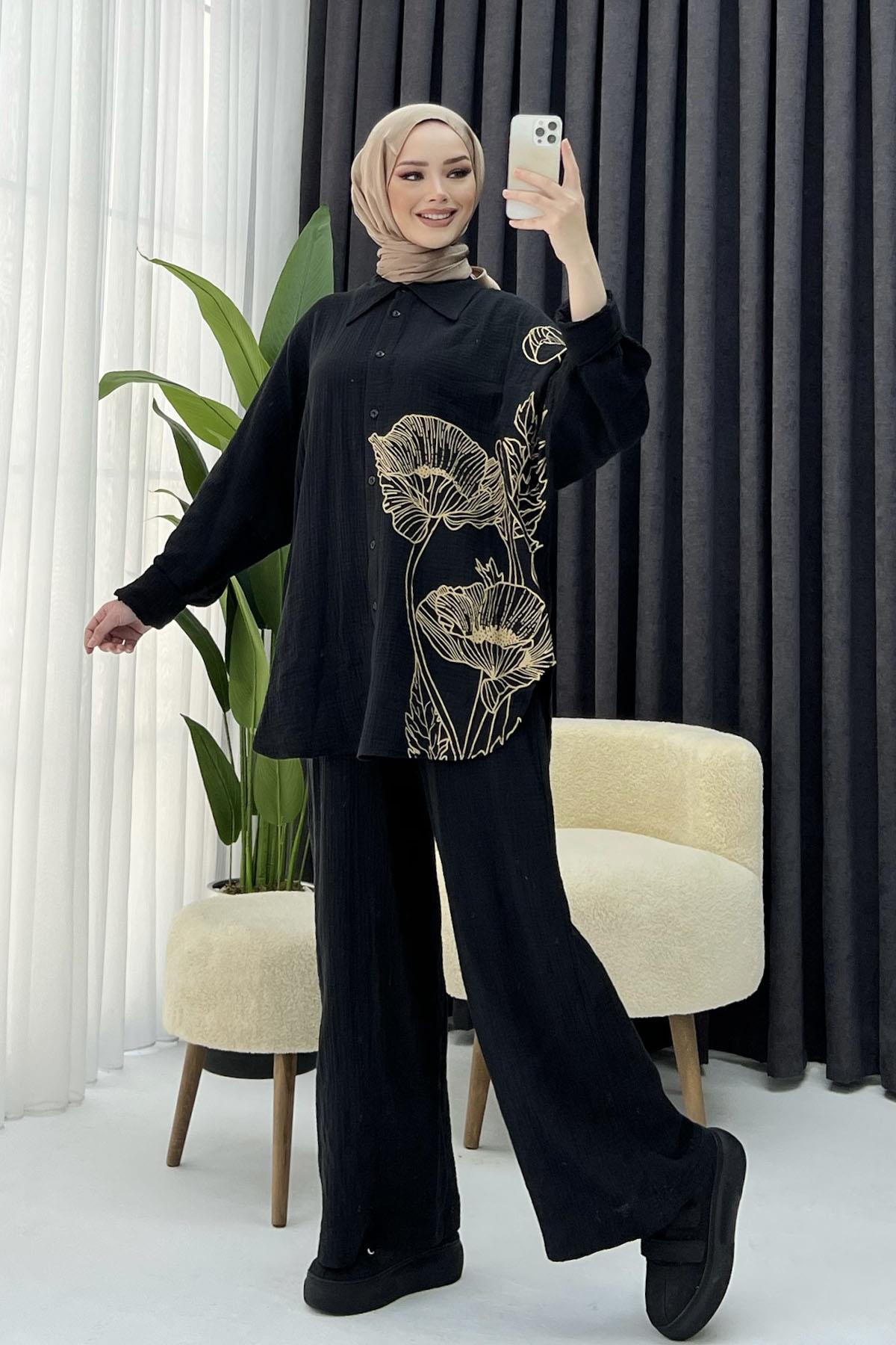 Sara Flower Set - Black