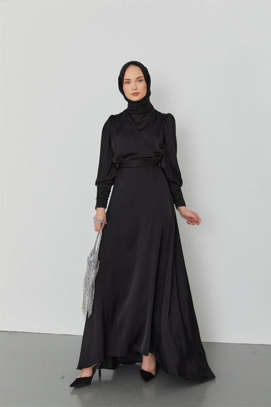 Maxi Satin Dress - Black